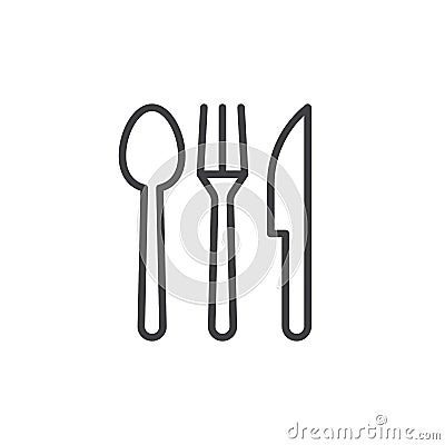 Spoon, fork, knife. Cutlery line icon Vector Illustration