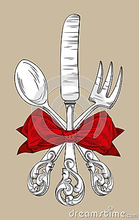 Spoon, fork and knife Vector Illustration