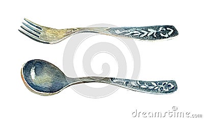 Spoon and fork Stock Photo