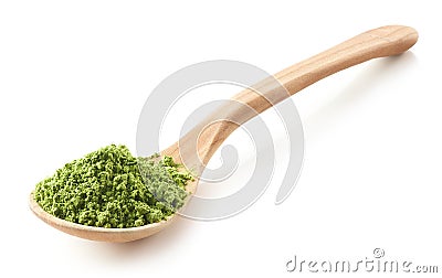 Spoon of green matcha tea powder Stock Photo