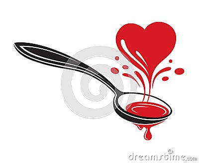 Spoon and heart Vector Illustration