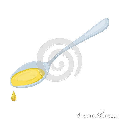 Spoon of olive oil.Olives single icon in cartoon style vector symbol stock illustration web. Vector Illustration