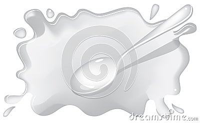 Spoon over sour cream stain Vector Illustration