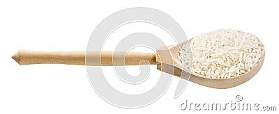 Spoon with polished long-grain rice isolated Stock Photo