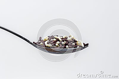Spoon with pure and white chocolate hagelslag Stock Photo