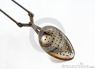 Spoon, strainer for brewing tea, , macro Stock Photo