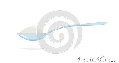 Spoon with sugar salt icon. Teaspoon side view powder for tea or coffee Vector Illustration