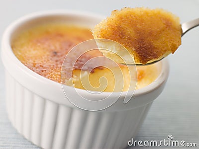 Spoonful of Creme Brulee Stock Photo