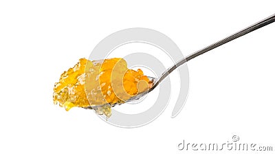 Spoonful of fruit jam isolated on white Stock Photo