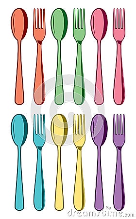Spoons and fork icons, vector Vector Illustration