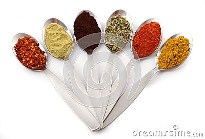 Spoons with spice Stock Photo