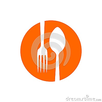 Spork Negative Spoon Fork Restaurant Circle Icon Vector Illustration