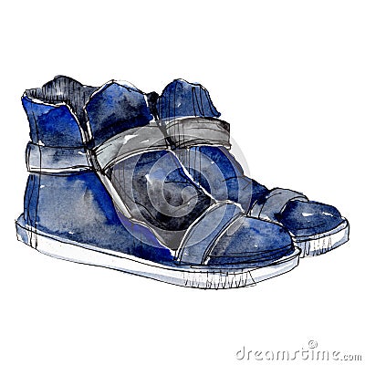 Spors shoes sketch glamour illustration in a watercolor style isolated element. Watercolour background set. Cartoon Illustration