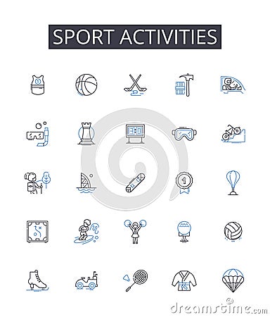 Sport activities line icons collection. Authority, Control, Dominance, Hierarchy, Command, Submission, Obedience vector Vector Illustration