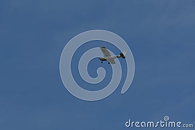 Sport Airplane in Sky passing by flight propeller aviation small Editorial Stock Photo