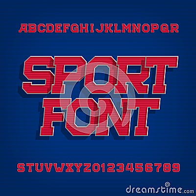 Sport alphabet vector font. Retro style typeface for labels, titles, posters or sportswear. Vector Illustration