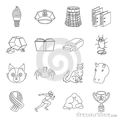 Sport, animal, education and other web icon in outline style.technology, medicine, cooking icons in set collection. Vector Illustration