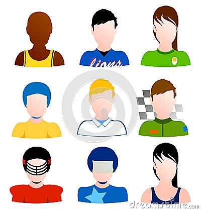 Sport avatars vector set of athletes Vector Illustration