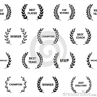 Sport Awards and best nominee award wreaths on white background. Seamless pattern Vector Illustration