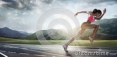 Sport backgrounds. Runner. Stock Photo