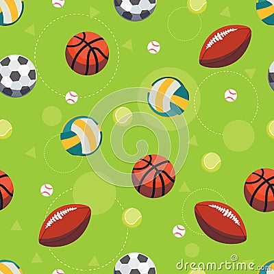 Sport ball seamless pattern Vector Illustration