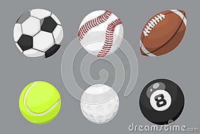 Sport balls isolated tournament win round basket soccer equipment and recreation leather group traditional different Vector Illustration