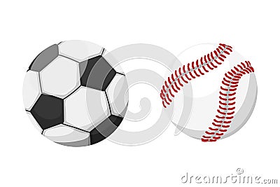 Sport balls isolated tournament win round basket soccer equipment and recreation leather group traditional different Vector Illustration