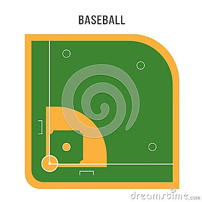 Sport Baseball court. Top view. Green grass playground Vector Illustration