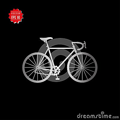 Sport bicycle vector icon on black background Vector Illustration