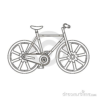 Sport bike racing on the track. Speed bike with reinforced wheels.Different Bicycle single icon in outline style vector Vector Illustration