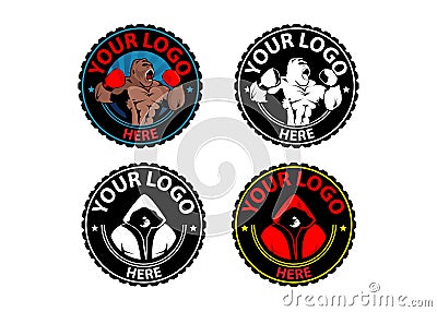 Sport boxing boxe kickboxing gym logo gymnasium Stock Photo