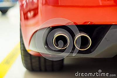 Sport car exhaust pipes Stock Photo