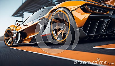 sport car raceing on race track , car wheel drifting digital art Illustration Stock Photo