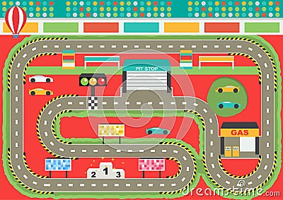Sport car racing track play Vector Illustration
