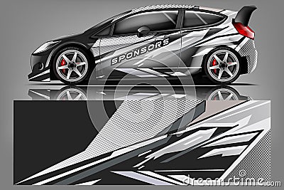 Sport car racing wrap design. vector design. - Vector Cartoon Illustration
