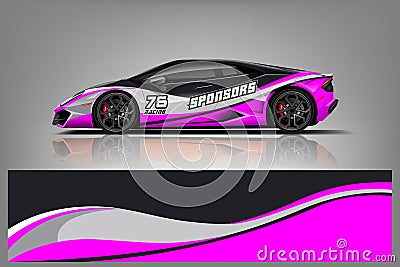Sport car racing wrap design. vector design. - Vector Vector Illustration