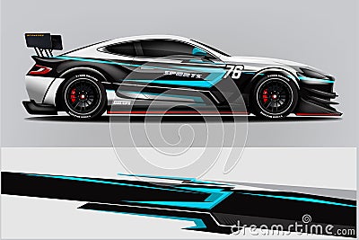 Sport car racing wrap design. vector design. - Vector Cartoon Illustration