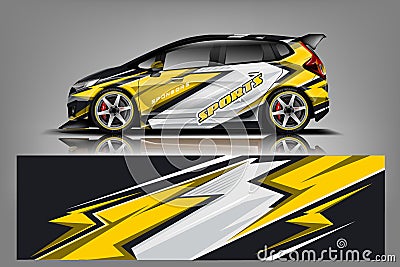 Sport Car wrap design vector, truck and cargo van decal. Graphic abstract stripe racing background designs for vehicle, rally, rac Stock Photo