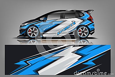 Sport Car wrap design vector, truck and cargo van decal. Graphic abstract stripe racing background designs for vehicle, rally, rac Vector Illustration