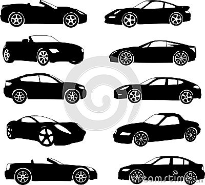 Sport cars silhouettes collection Vector Illustration