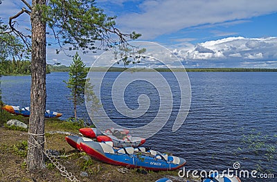 Sport catamarans on the lake. Editorial Stock Photo