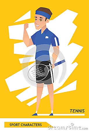 Sport characters tennis player vector Vector Illustration