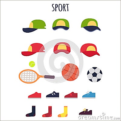 Sport Clothes and Equipments Vector Collection Vector Illustration