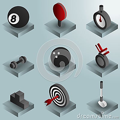 Sport color gradient isometric icons Vector Illustration