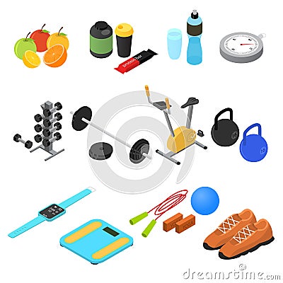 Sport Color Icons Set Isometric View. Vector Vector Illustration