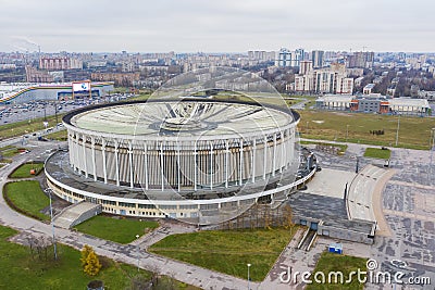 Sport and Concert Complex before dismantling and demolition in Saint-Petersburg. Saint-Petersburg, Russia - November 12, 2019 Editorial Stock Photo