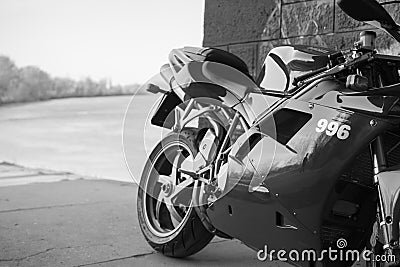 Sport Ducati Motorcycle photographed outdoors Editorial Stock Photo