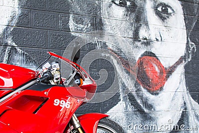 Sport Ducati Motorcycle photographed outdoors Editorial Stock Photo