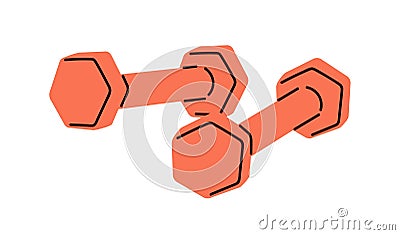 Sport dumbbells pair. Two light weights for muscle strength exercise, gym workout. Fitness lightweight dumbells Vector Illustration