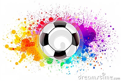 sport in this dynamic illustration featuring a soccer ball and a vibrant paint splash. Cartoon Illustration